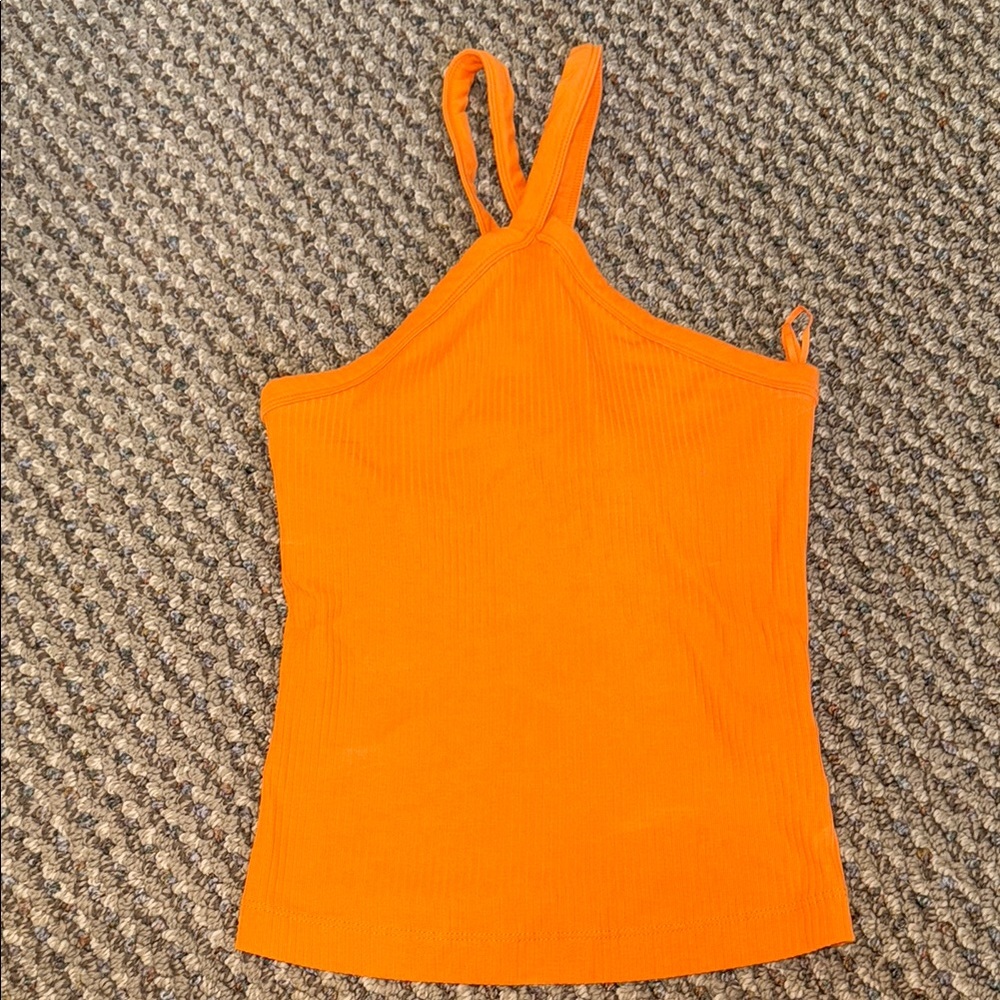 Orange Ribbed Women's Top